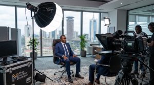 A professional multi-camera studio setup showing how to film high-end corporate interviews for NGOs and brands in Nairobi with equipment from the Music And Film Academy.